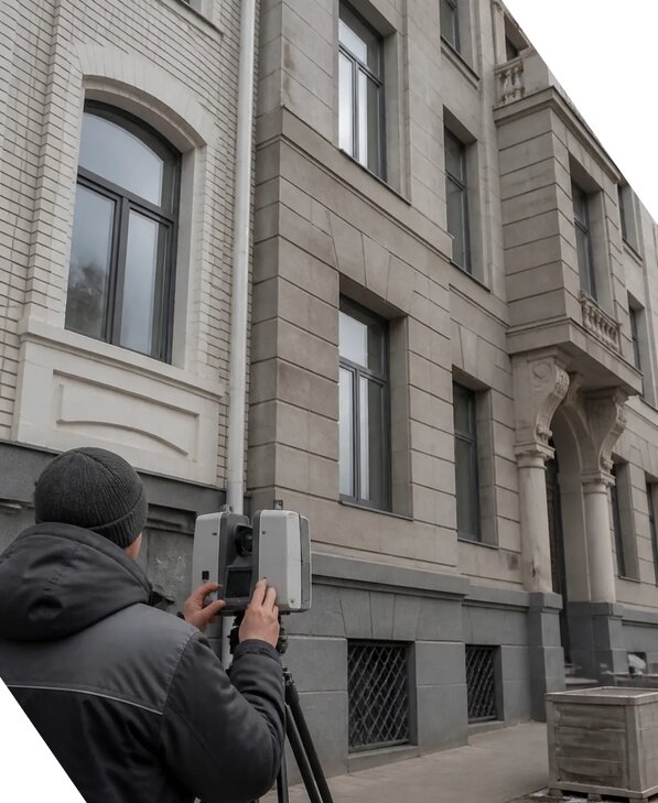 Лазерное сканирование фасадов зданий для обследования в Выксе